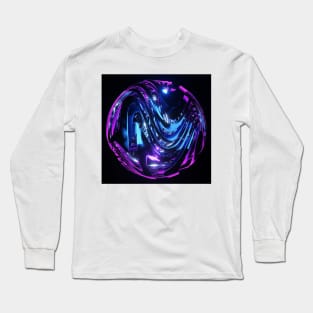 Bright Colorful Swirling Metallic Ribbon Sphere Long Sleeve T-Shirt